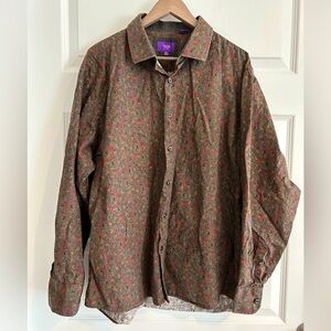 Tallia Men’s Floral Shirt Gray Red Size 2XL Neck 18.5